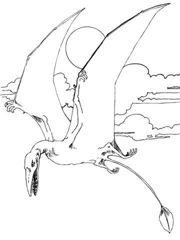 Rhamphorhynchus Jurassic Pterosaurs Coloring Page